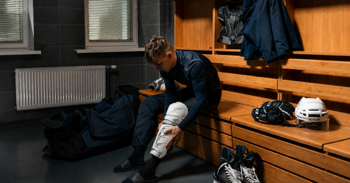 Hockey Player Preparing
